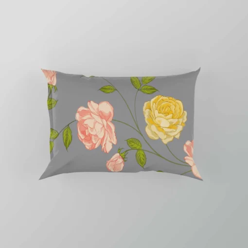 Pink Yellow Roses Vintage Pattern Pillow Case