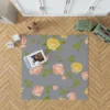 Pink Yellow Roses Vintage Pattern Rug