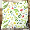 Pink Yellow Small Flowers Spring Pattern Quilt Blanket