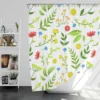 Pink Yellow Small Flowers Spring Pattern Shower Curtain