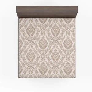 Pinkish Tan Damask In Albescent White Fitted Sheet