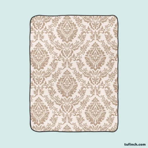 Pinkish Tan Damask In Albescent White Fleece Blanket 1