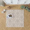 Pinkish Tan Damask In Albescent White Rug