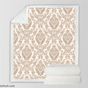 Pinkish Tan Damask In Albescent White Sherpa Fleece Blanket