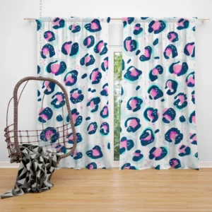 Pinky Blue Leopard Print Curtain