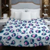 Pinky Blue Leopard Print Duvet Cover