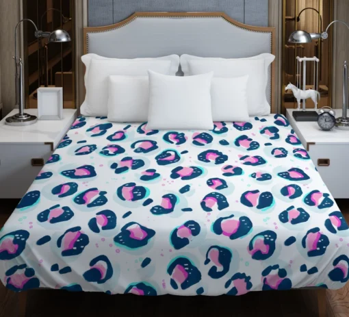 Pinky Blue Leopard Print Duvet Cover