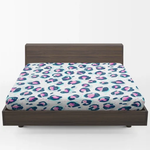 Pinky Blue Leopard Print Fitted Sheet 1