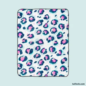 Pinky Blue Leopard Print Fleece Blanket 1