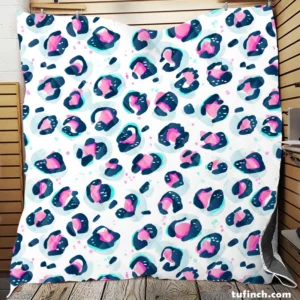 Pinky Blue Leopard Print Quilt Blanket