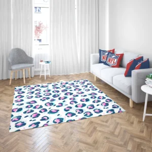 Pinky Blue Leopard Print Rug 2