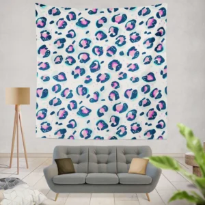 Pinky Blue Leopard Print Wall Tapestry