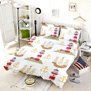 Pirate Ship Lighthouse Anchor Pattern Bedding Set