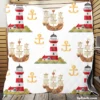 Pirate Ship Lighthouse Anchor Pattern Quilt Blanket