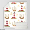 Pirate Ship Lighthouse Anchor Pattern Sherpa Fleece Blanket