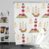 Pirate Ship Lighthouse Anchor Pattern Shower Curtain