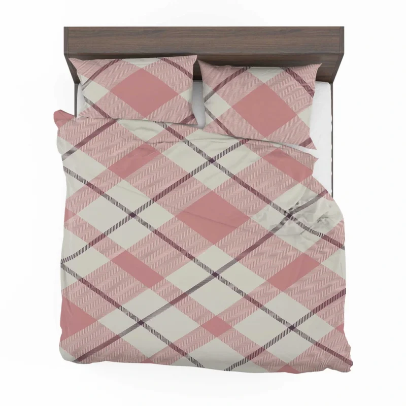 Plaid Check Pattern In Pastel Pink Faded Bedding Set 2