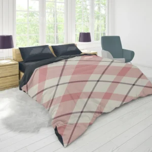 Plaid Check Pattern In Pastel Pink Faded Duvet Cover 1