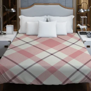 Plaid Check Pattern In Pastel Pink Faded Duvet Cover