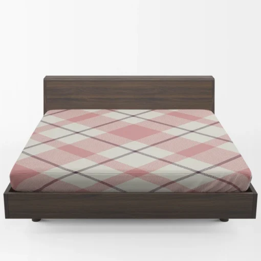 Plaid Check Pattern In Pastel Pink Faded Fitted Sheet 1