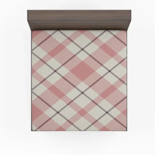 Plaid Check Pattern In Pastel Pink Faded Fitted Sheet