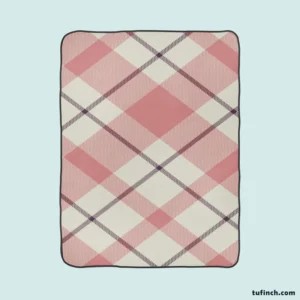 Plaid Check Pattern In Pastel Pink Faded Fleece Blanket 1