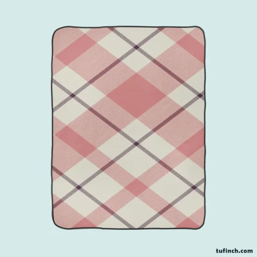 Plaid Check Pattern In Pastel Pink Faded Fleece Blanket 1