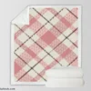 Plaid Check Pattern In Pastel Pink Faded Sherpa Fleece Blanket