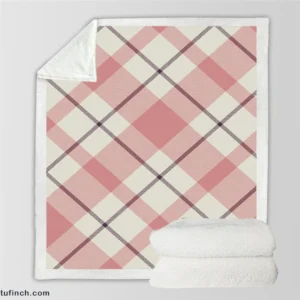 Plaid Check Pattern In Pastel Pink Faded Sherpa Fleece Blanket