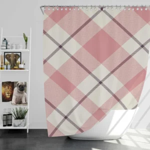 Plaid Check Pattern In Pastel Pink Faded Shower Curtain