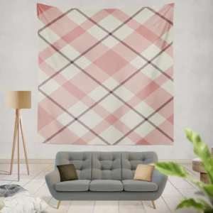 Plaid Check Pattern In Pastel Pink Faded Wall Tapestry