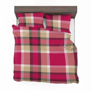 Plaid Checkered Hot Pink Pattern Bedding Set 2