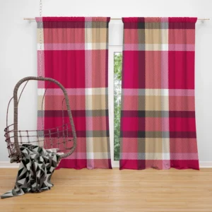 Plaid Checkered Hot Pink Pattern Curtain