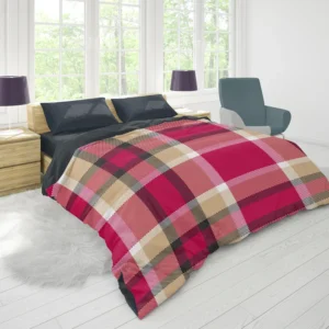 Plaid Checkered Hot Pink Pattern Duvet Cover 1