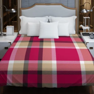 Plaid Checkered Hot Pink Pattern Duvet Cover