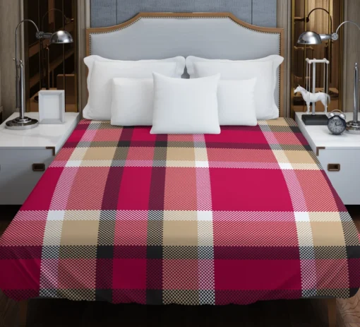 Plaid Checkered Hot Pink Pattern Duvet Cover