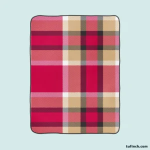 Plaid Checkered Hot Pink Pattern Fleece Blanket 1