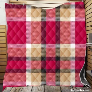 Plaid Checkered Hot Pink Pattern Quilt Blanket