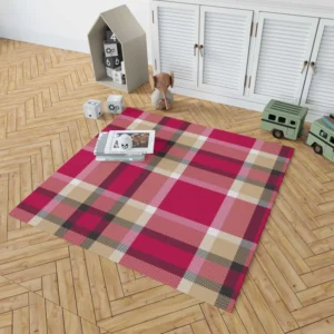 Plaid Checkered Hot Pink Pattern Rug 1