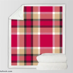 Plaid Checkered Hot Pink Pattern Sherpa Fleece Blanket