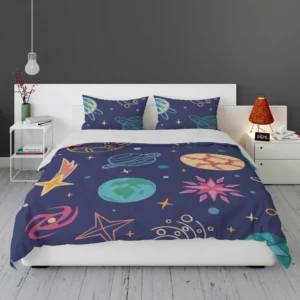 Planets Tail star Pattern Bedding Set 1