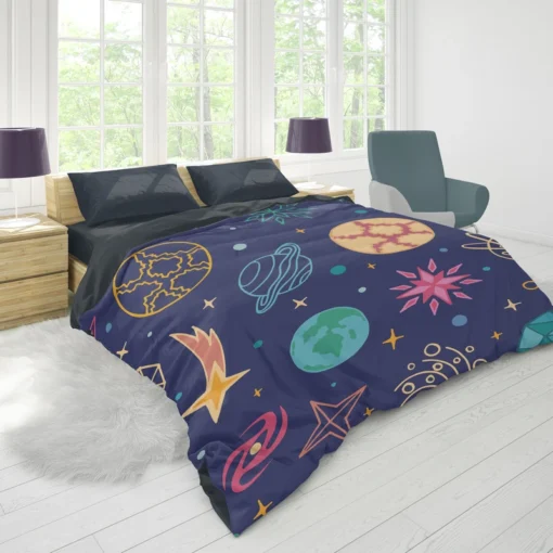 Planets Tail star Pattern Duvet Cover 1