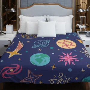 Planets Tail star Pattern Duvet Cover