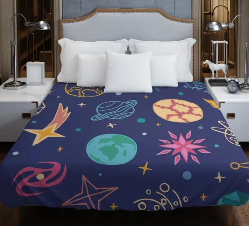 Planets Tail star Pattern Duvet Cover