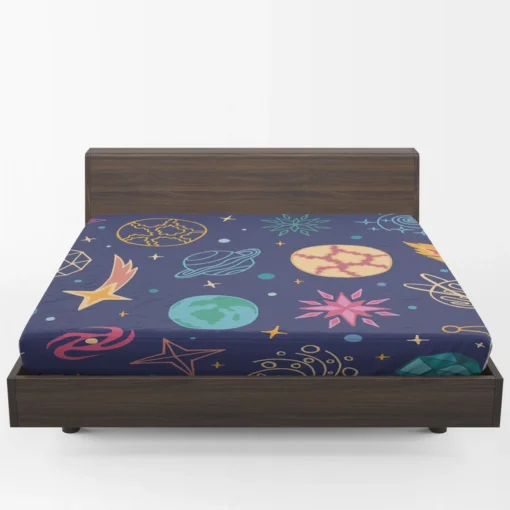 Planets Tail star Pattern Fitted Sheet 1