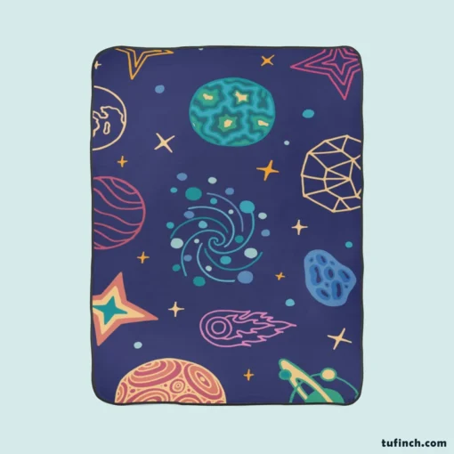 Planets Tail star Pattern Fleece Blanket 1