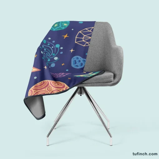 Planets Tail star Pattern Fleece Blanket 2