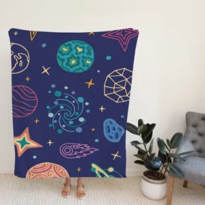 Planets Tail star Pattern Fleece Blanket