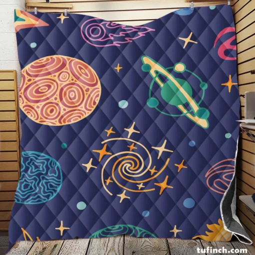 Planets Tail star Pattern Quilt Blanket