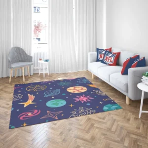 Planets Tail star Pattern Rug 2